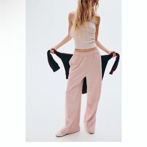 H&M Womens Wide-Leg Joggers in Pink M